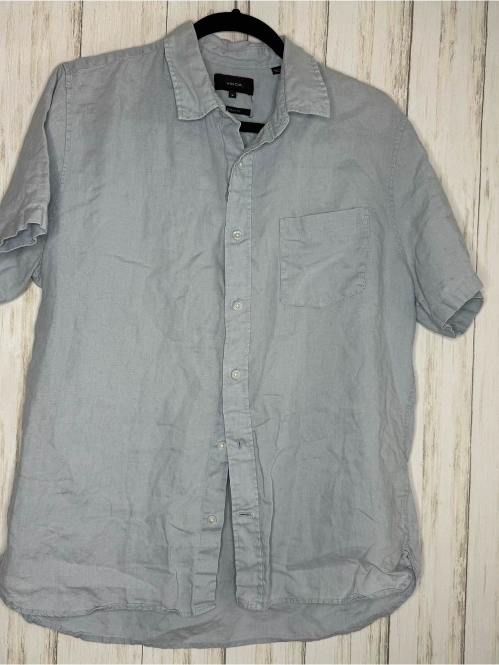 Vince 100% Linen Shirt Light Blue Medium